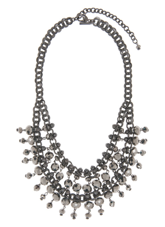Lane Bryant Faceted bead bib necklace by - /Hematite - Size One Size