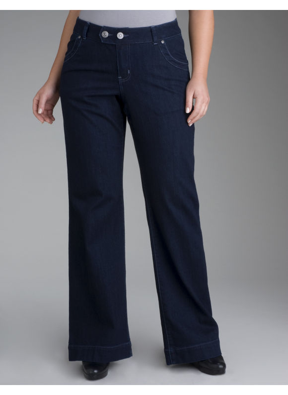 Women's Plus Size/Dark Rinse Denim Trouser style jean