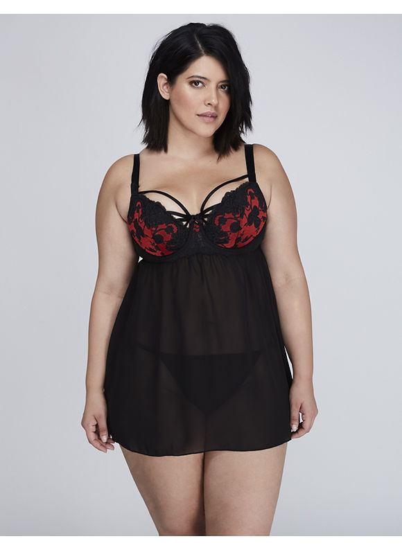 Cacique Plus Size Lace Babydoll with Balconette Bra