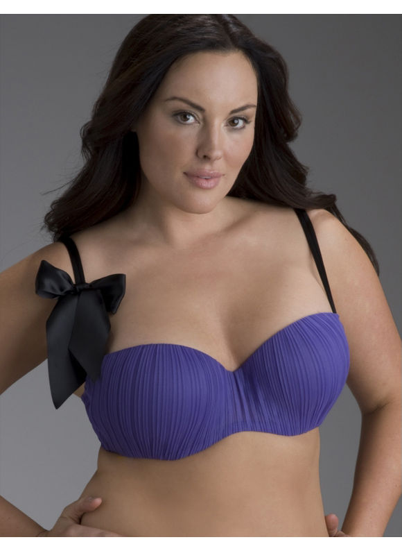 Women's Plus Size/Prism Violet Pleated bandeau bra