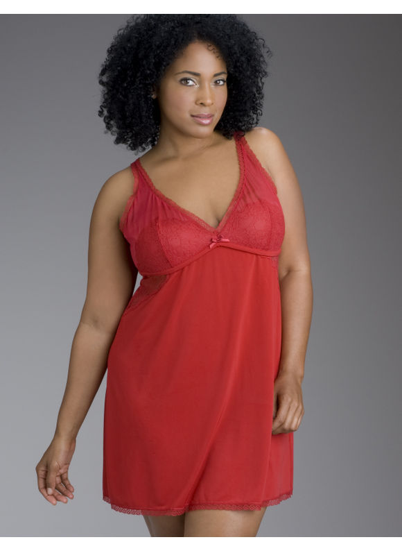Women's Plus Size Ruby Red lace overlay slip