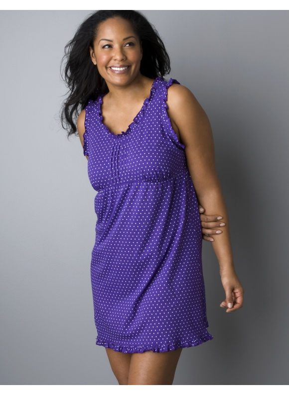 Women's Plus Size/Prism Violet Dots Polka dot chemise