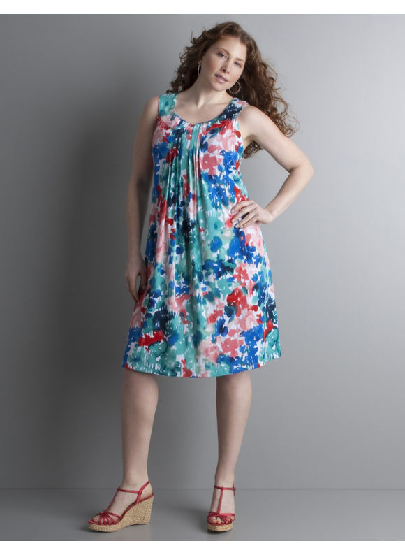 Women's Plus Size/Floral Print Pleated floral dress