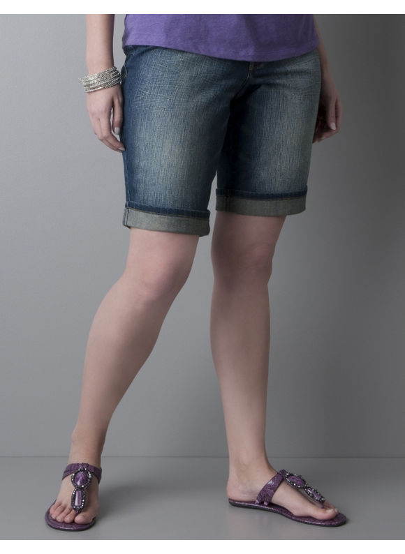 Women's Plus Size Medium Sandblast Denim bermuda short