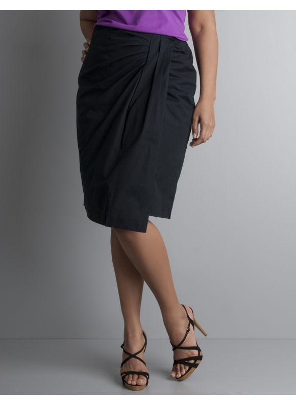 Lane Bryant Women's Plus Size/Black Solid wrap skirt