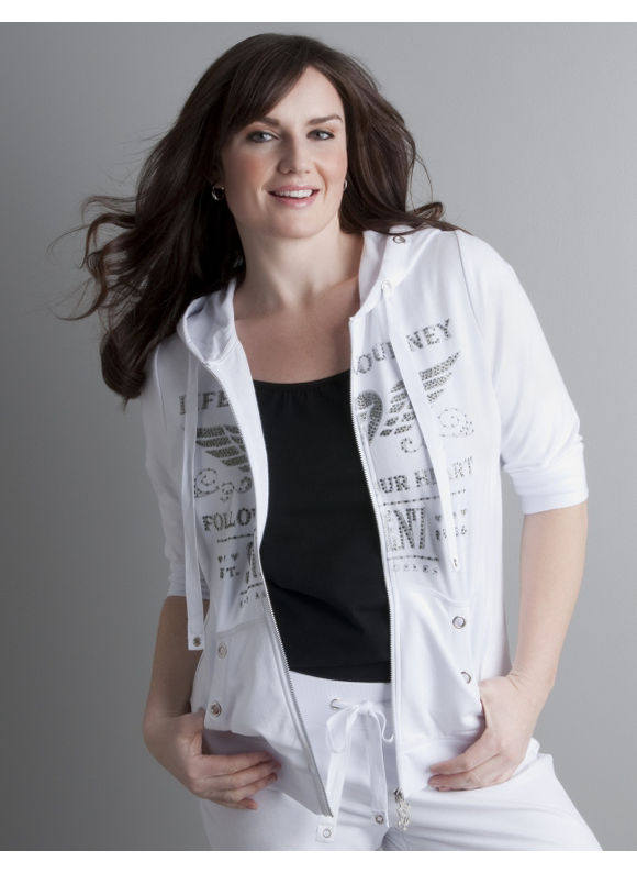 Women's Plus Size/White Seven7 embellished hoodie