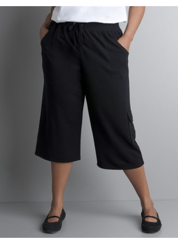 Lane Bryant Women's Plus Size/Black Cropped cargo active pant - Size 14/16