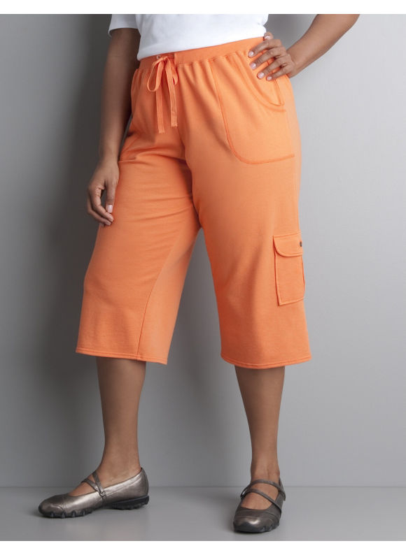 Lane Bryant Women's Plus Size/Coral Rose Cropped cargo active pant - Size 18/20