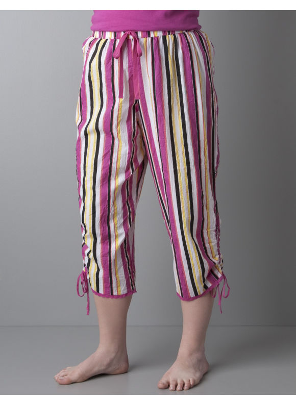 Lane Bryant Women's Plus Size/Stripes Stripe crinkle sleep capri 