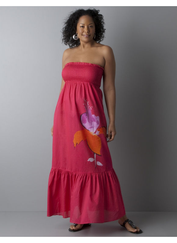 Women's Plus Size/Geranium Maxi dress swim cover-up