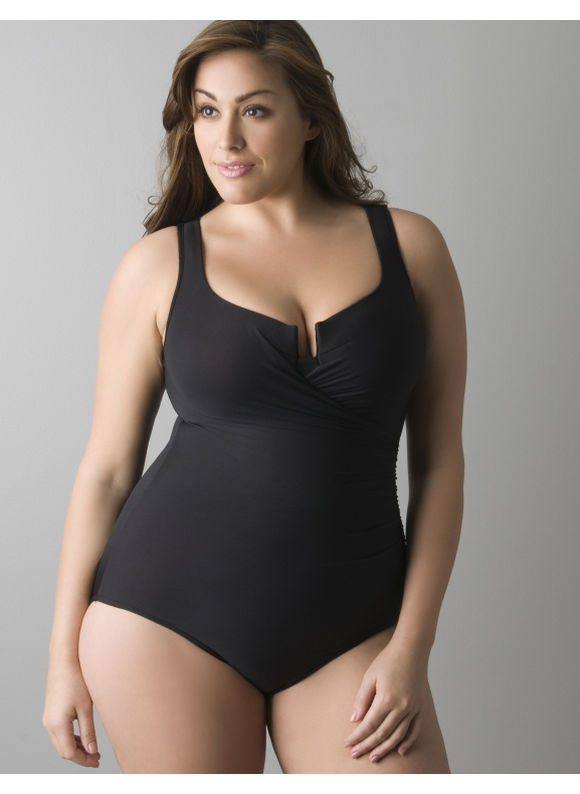 Lane Bryant Women's Plus Size/Black, BARELY BLACK Miraclesuit solid Escape 
