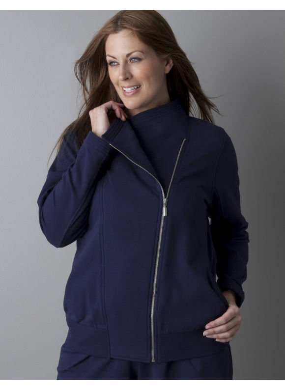 Women's Plus Size/Navy Asymmetrical zip jacket