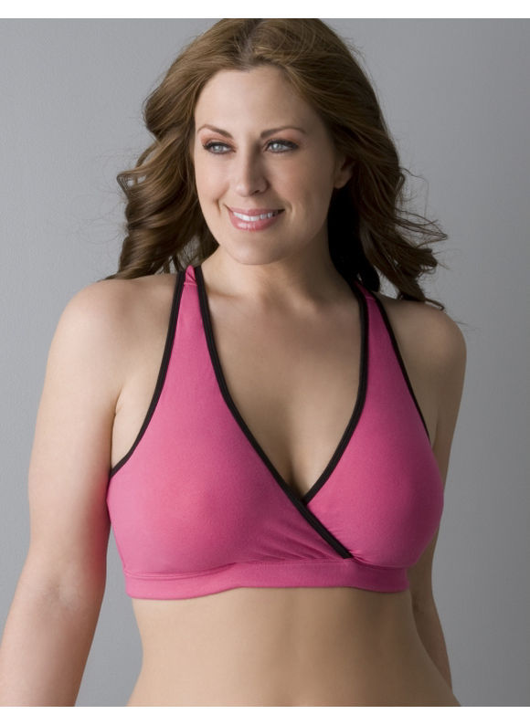 Cotton crisscross sports bra  Womens Plus SizeHeather Grey  Size 141618