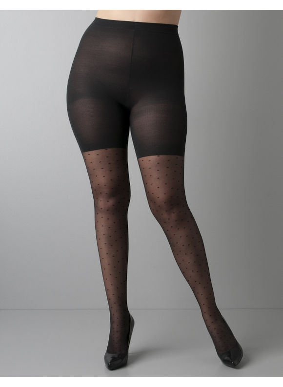 Pasazz.net Favorite - Lane Bryant Plus Size SPANX Swiss dot sheer tights - - Women's Size E,