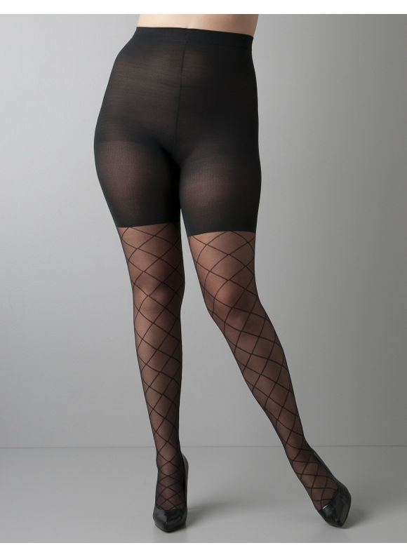 Pasazz.net Favorite - Lane Bryant Plus Size SPANX Diamond pattern sheer tights - - Women's