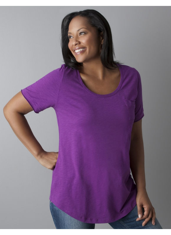 Women's Plus Size/Sparkling Grape Slubbed pocket tunic