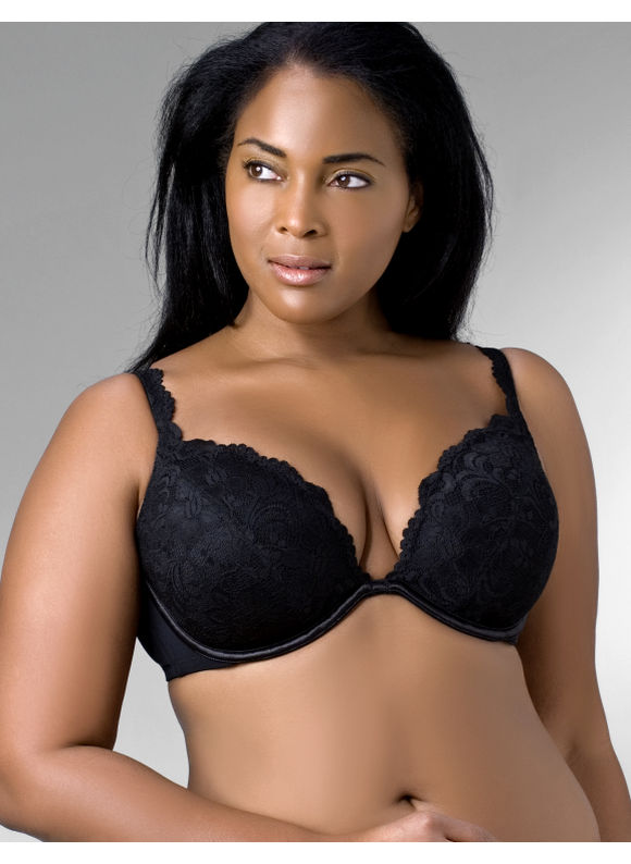 Pasazz.net Favorite - Lace plunge bra - Women's Plus Size/Black - Size 44DD