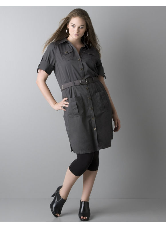 Belted shirtdress by DKNY JEANS  Womens Plus SizeZinc Gray  Size 14