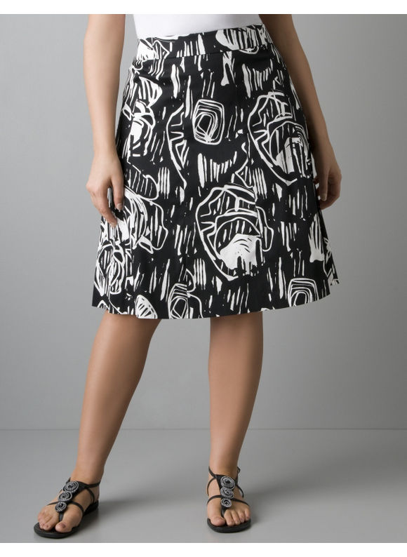 Tribal print A-line skirt - Women's Plus Size/Black - Size 28