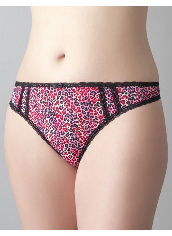Lane Bryant Lace trim thong panty - Women's Plus Size/Red Leopard -