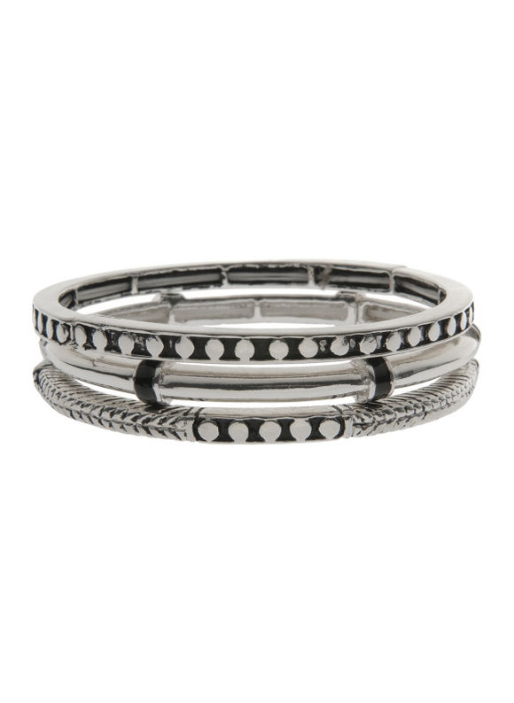 3 row silvertone stretch bracelet set  Womens Plus Size  Size One Size