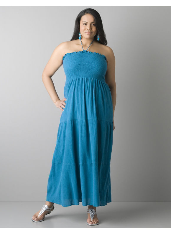 Smocked halter maxi dress