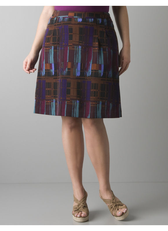 Pasazz.net Favorite -  Lane Bryant Brushstroke plaid A-line skirt - Women's Plus Size/Multi