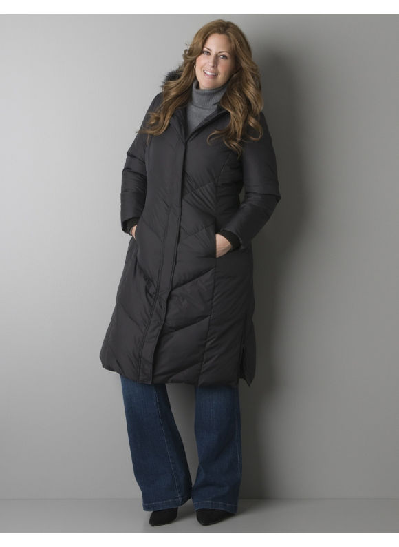 Pasazz.net Favorite -  Lane Bryant Down maxi coat - Women's Plus Size/Black - Size 22/24