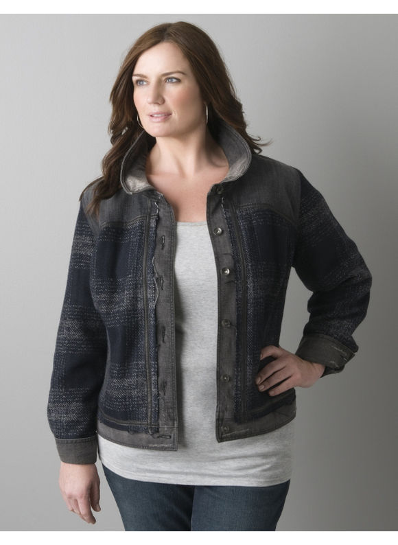 Lane Bryant Pieced fabric denim jacket by DKNY JEANS - Women's Plus