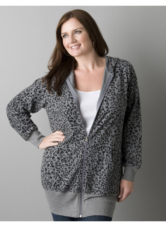 Pasazz.net Hot Trend - Lane Bryant Animal print terry tunic hoodie - Women's Plus