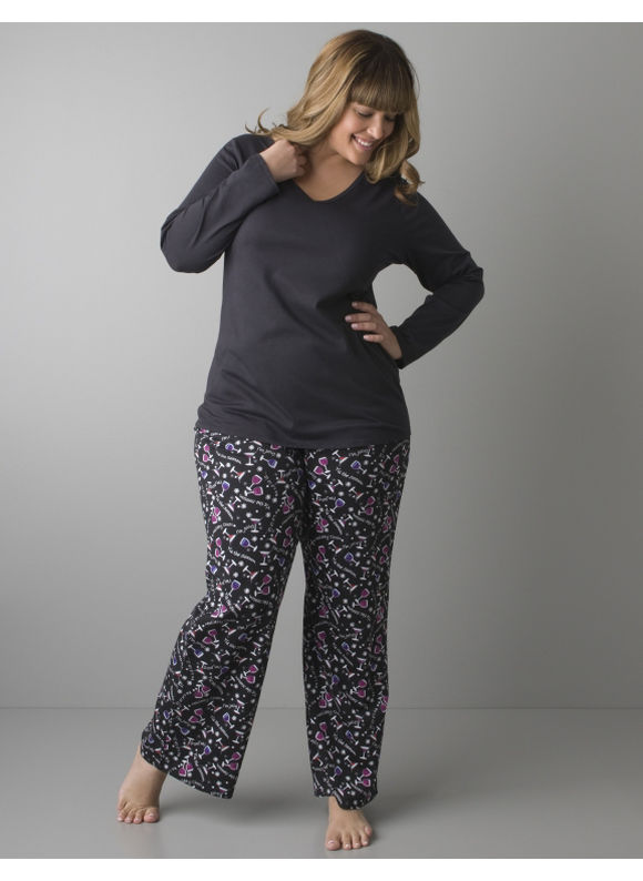 Pasazz.net Plus Size Holiday Clothing Shop - Lane Bryant Holiday drinks 2 piece pajama set - Women's Plus