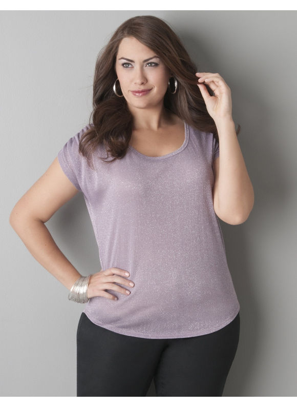 Lane Bryant Ruched sleeve sparkle tee by DKNY JEANS - Women's Plus