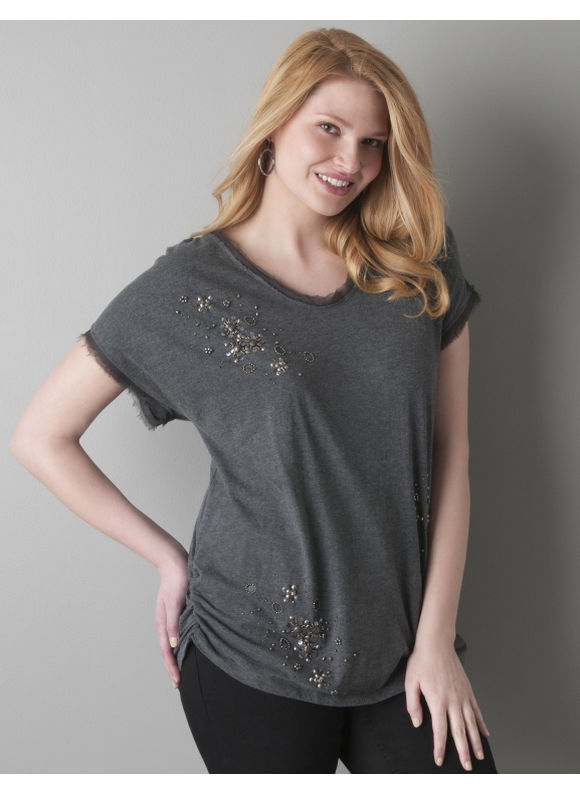 Lane Bryant Embellished ruched tee by DKNY JEANS - Women's Plus