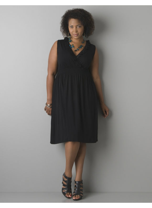Plus Size Little Black Dress - Lane Bryant Sleeveless smocked knit dress - Women's Plus Size/Black -