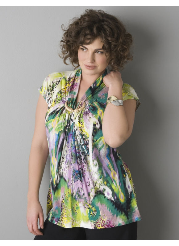 Pasazz.net Favorite - Lane Bryant Mixed print embellished top - Women's Plus Size/Parachute