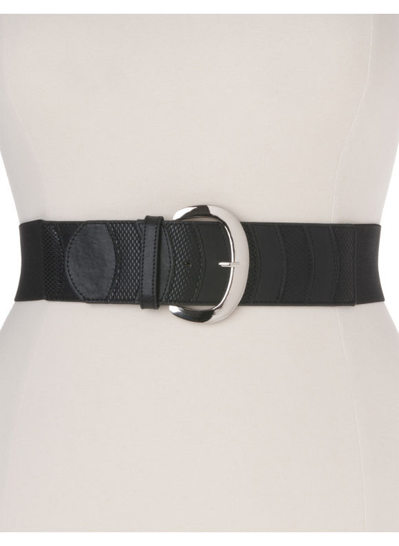 Lane Bryant Textured buckle stretch belt - Black
