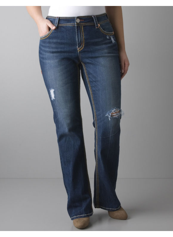 Lane Bryant Distressed bootcut jean by Seven7 - Women's Plus