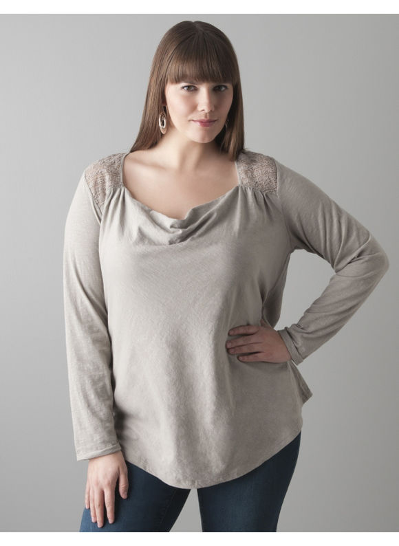 Pasazz.net Favorite - Lane Bryant Long sleeve cowl top by DKNY JEANS - Women's Plus