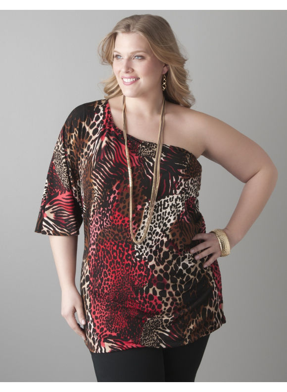 Pasazz.net Favorite - Lane Bryant One shoulder animal print top - Women's Plus Size/Animal