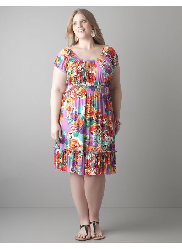 Lane Bryant Knit peasant dress - Women's Plus Size/Sparkling grape -