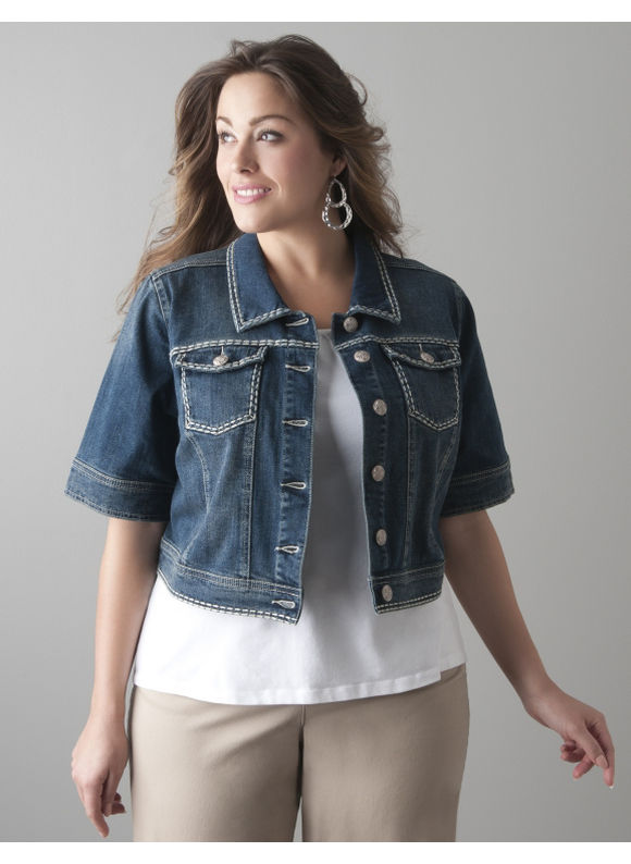 Lane Bryant Heavy stitch denim jacket - Women's Plus Size/Dark sand