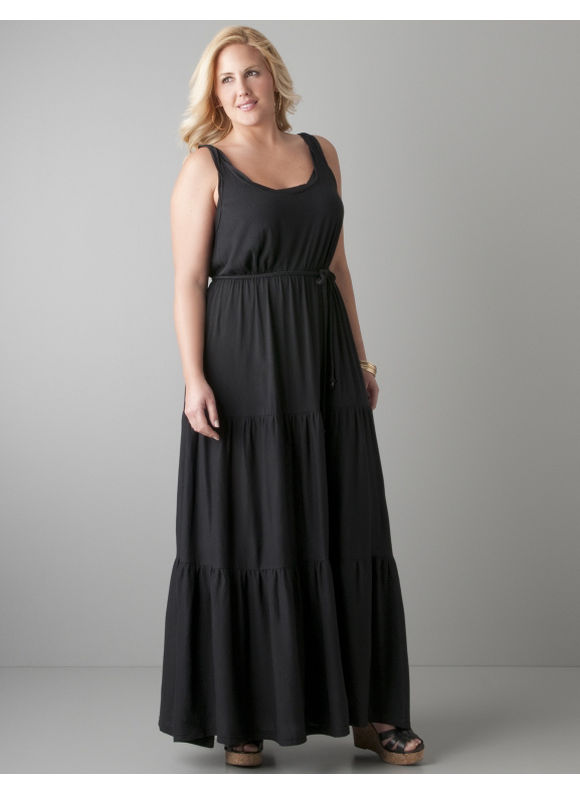 Lane Bryant Ruched maxi dress by Seven7 - Women's Plus Size/Black -