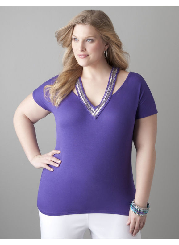 Pasazz.net Favorite - Lane Bryant Cold shoulder top - Women's Plus Size/Heliotrope - Size