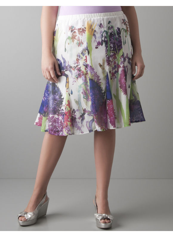 Lane Bryant Floral chiffon skirt - Women's Plus Size/Deep lavender -