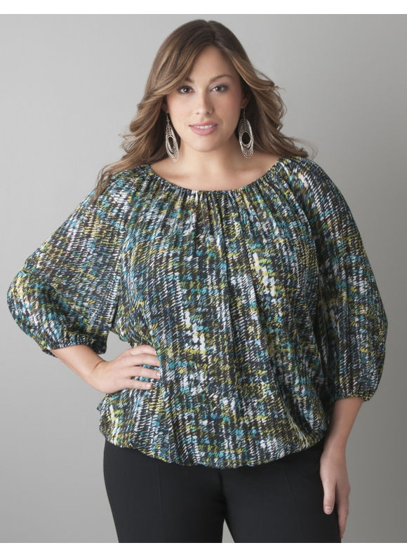 Pasazz.net Favorite - Lane Bryant Print peasant blouse - Women's Plus Size/Corsair - Size