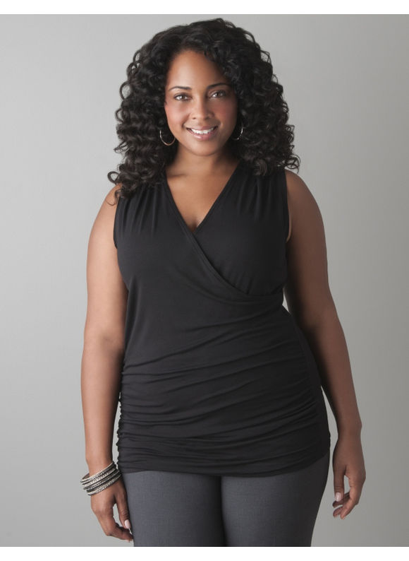 Pasazz.net Favorite - Lane Bryant Sleeveless surplice top - Women's Plus Size/Black - Size