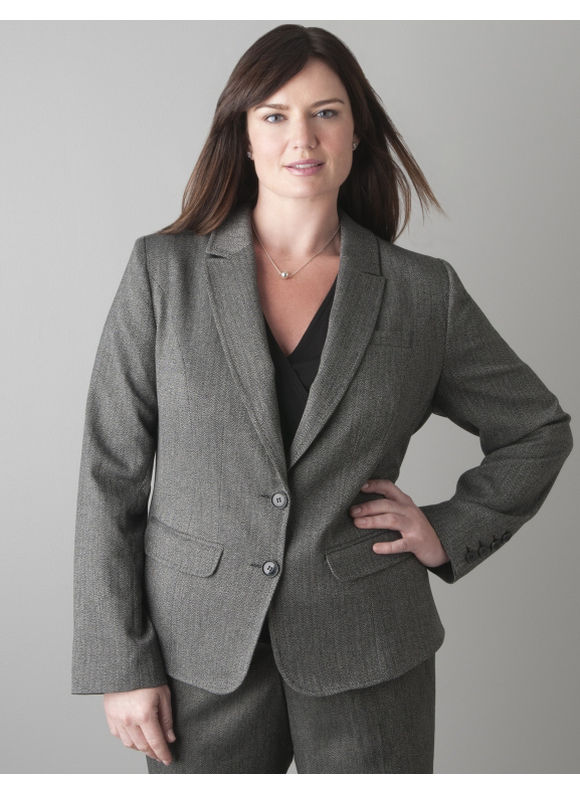 Lane Bryant Herringbone jacket - Women's Plus Size/Gray - Size 14