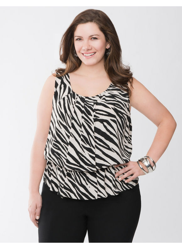Lane Bryant Zebra peplum top - Women's Plus Size/Black