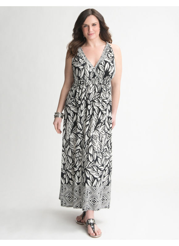 Lane Bryant Mixed print maxi dress - Women's Plus Size/Black - Size