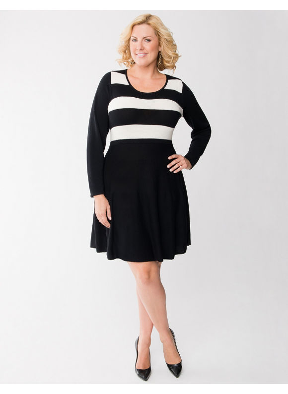 Lane Bryant Plus Size Skater sweater dress - - Women's Size 22/24, Black